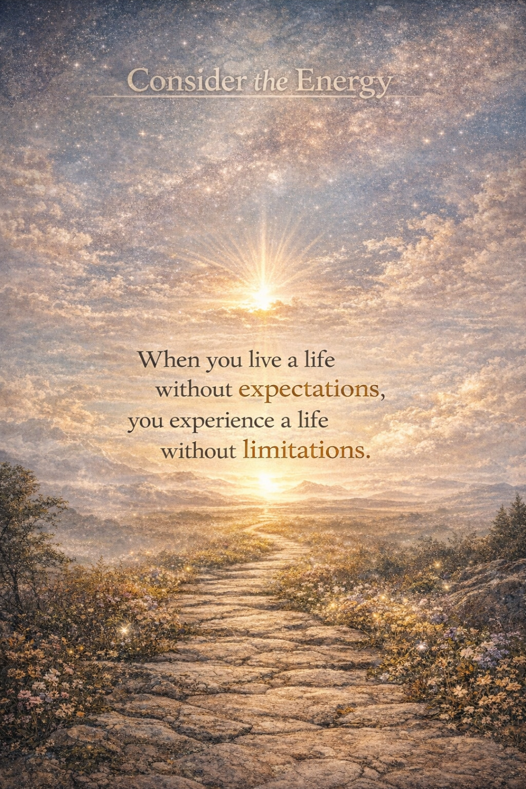Consider the Energy graphic stating that living without expectations can open a life without limitations