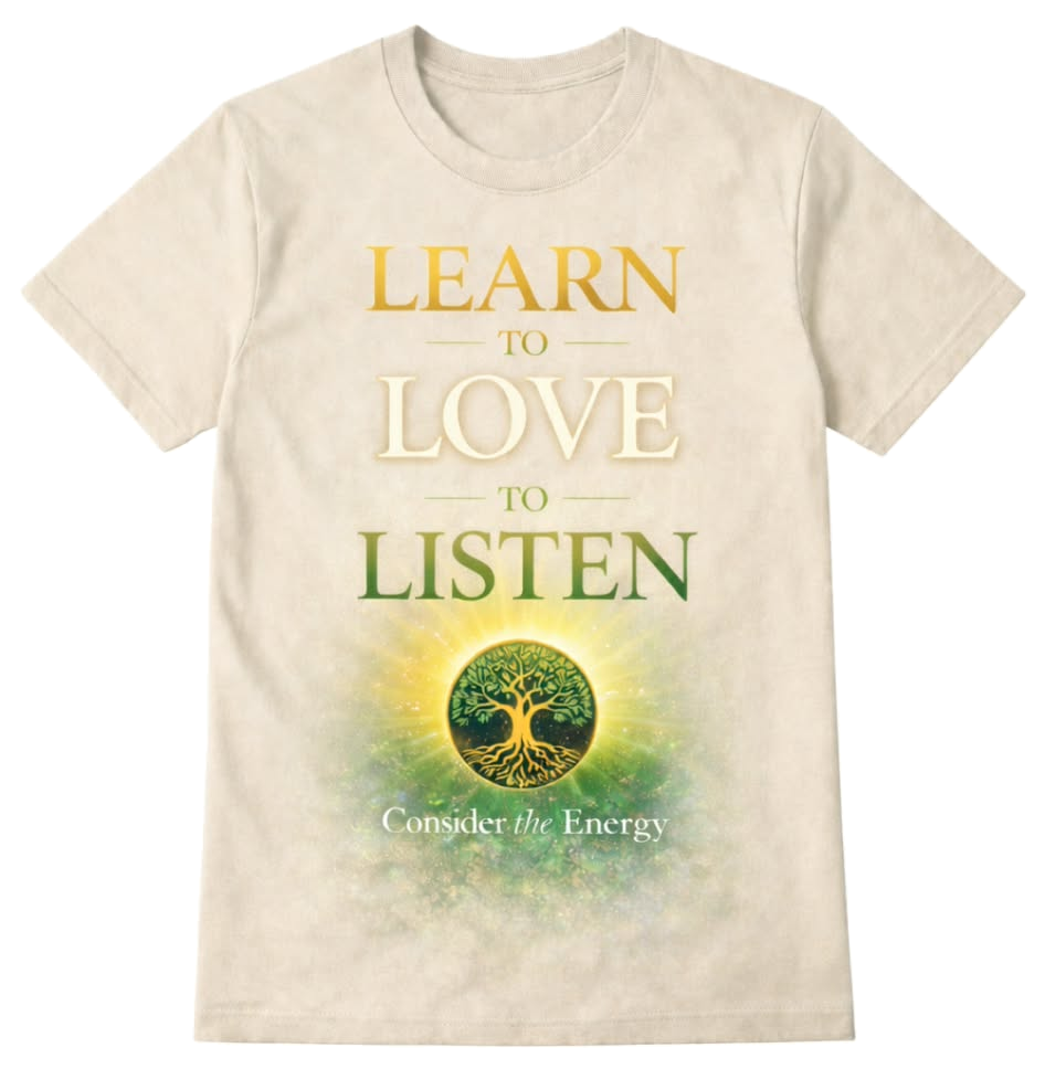 Consider the Energy shirt reading Learn to Love to Listen